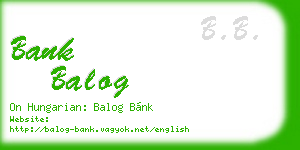 bank balog business card